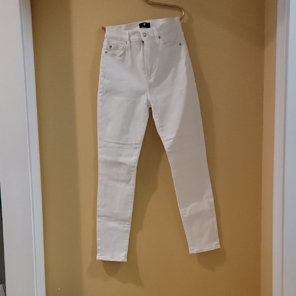 7 For All Mankind White Skinny Jeans High-Waisted